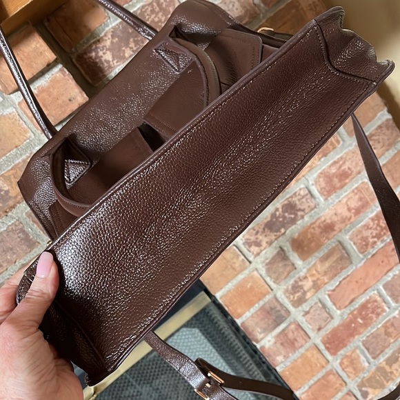 Erica Anenberg Brown Pebbled Leather Madison Messenger Bag - Picture 5 of 10